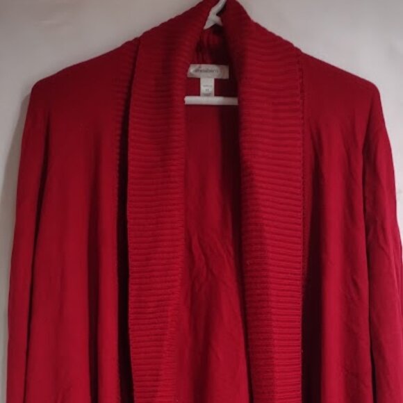 DRESS BARN CLASSIC CARDIGAN KNIT RIBBED WIDE LAPEL AND SLEEVES CRANBERRY RED 3X - Picture 2 of 12